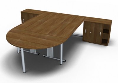 Doppelarbeitsplatz G2S mit Berateransatztisch Nussbaum